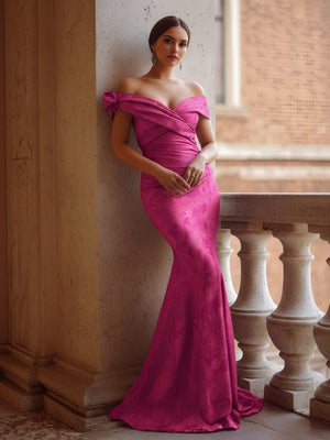 Floral Off the Shoulder Corset Ruffles Formal Dresses