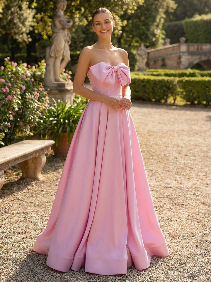 Satin A Line Sweetheart Floor Length Formal Dresses