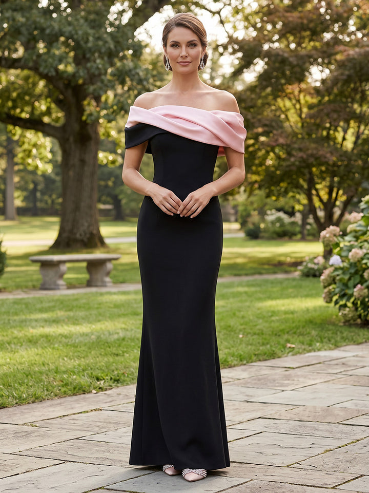 Satin Mermaid Off the Shoulder Ruched Formal Dresses
