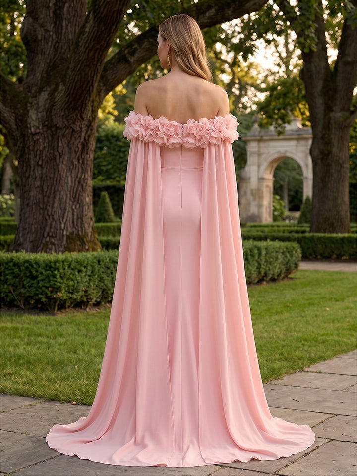 Stretch Mesh Mermaid Off the Shoulder Ruffles Formal Dresses