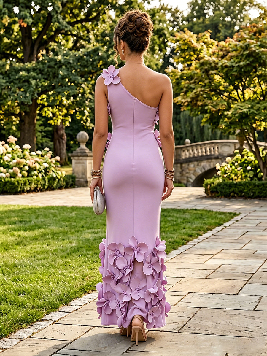 Satin Mermaid One Shoulder Corset Formal Dresses
