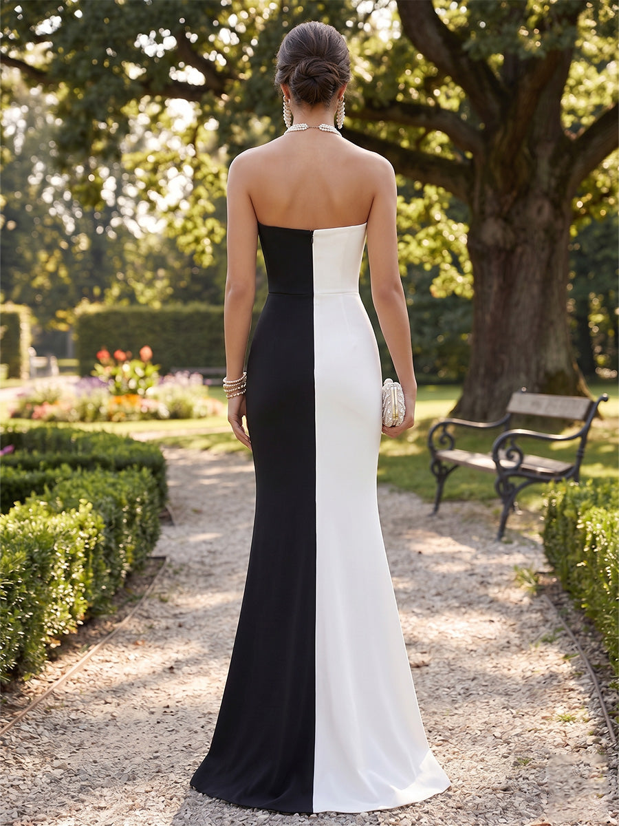 Satin Mermaid V Neck Corset Formal Dresses