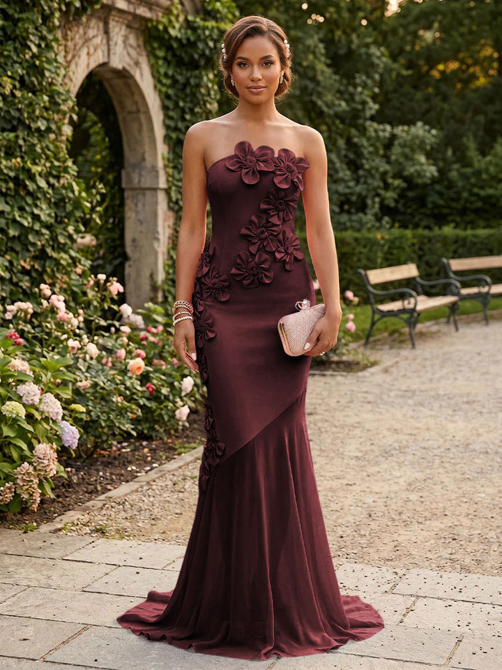 Satin Mermaid Strapless Corset Formal Dresses