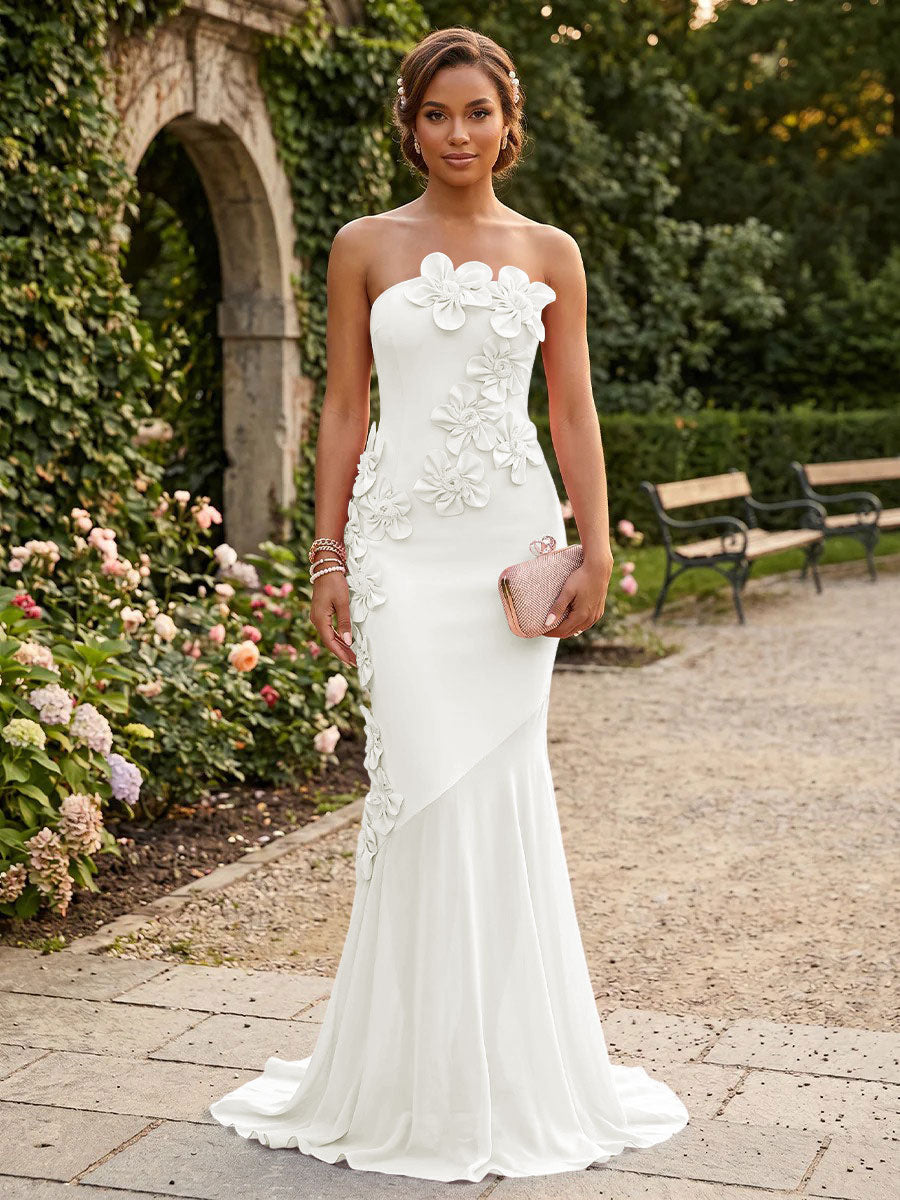 Satin Mermaid Strapless Corset Formal Dresses