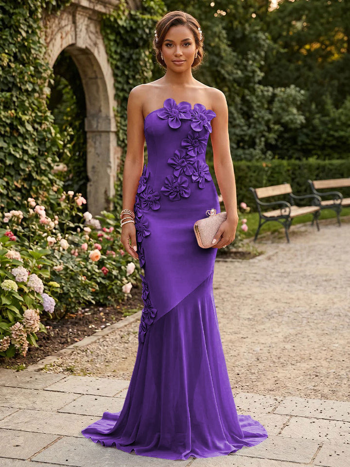 Satin Mermaid Strapless Corset Formal Dresses