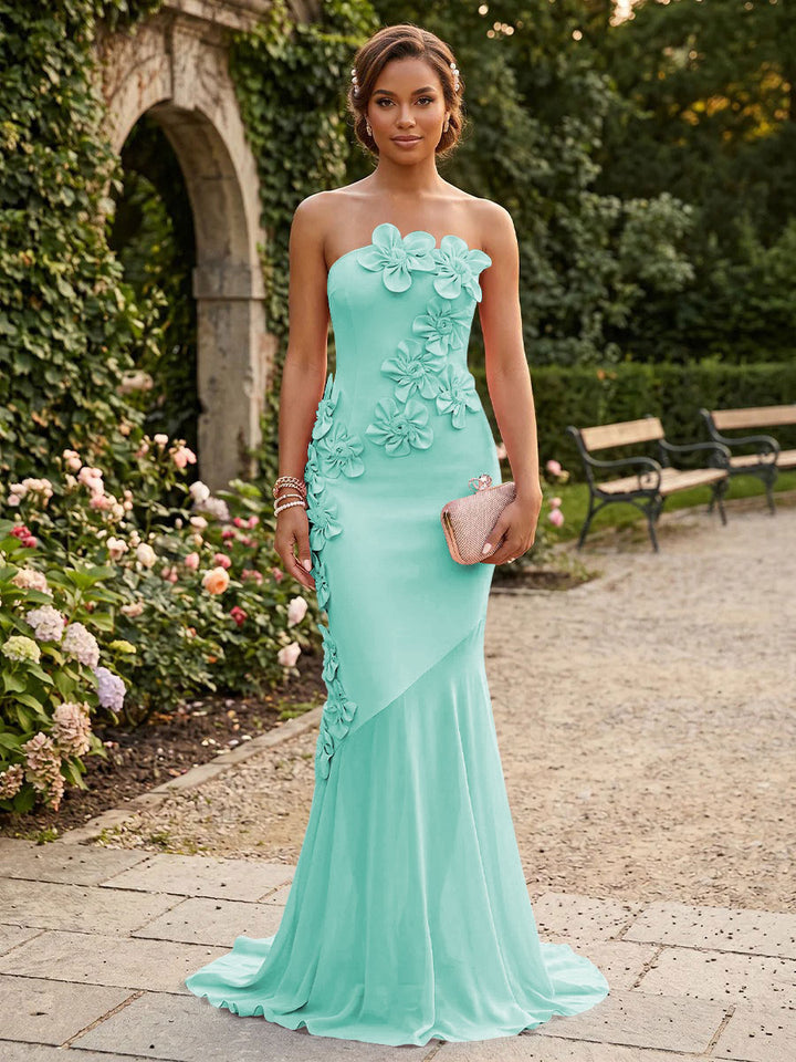 Satin Mermaid Strapless Corset Formal Dresses