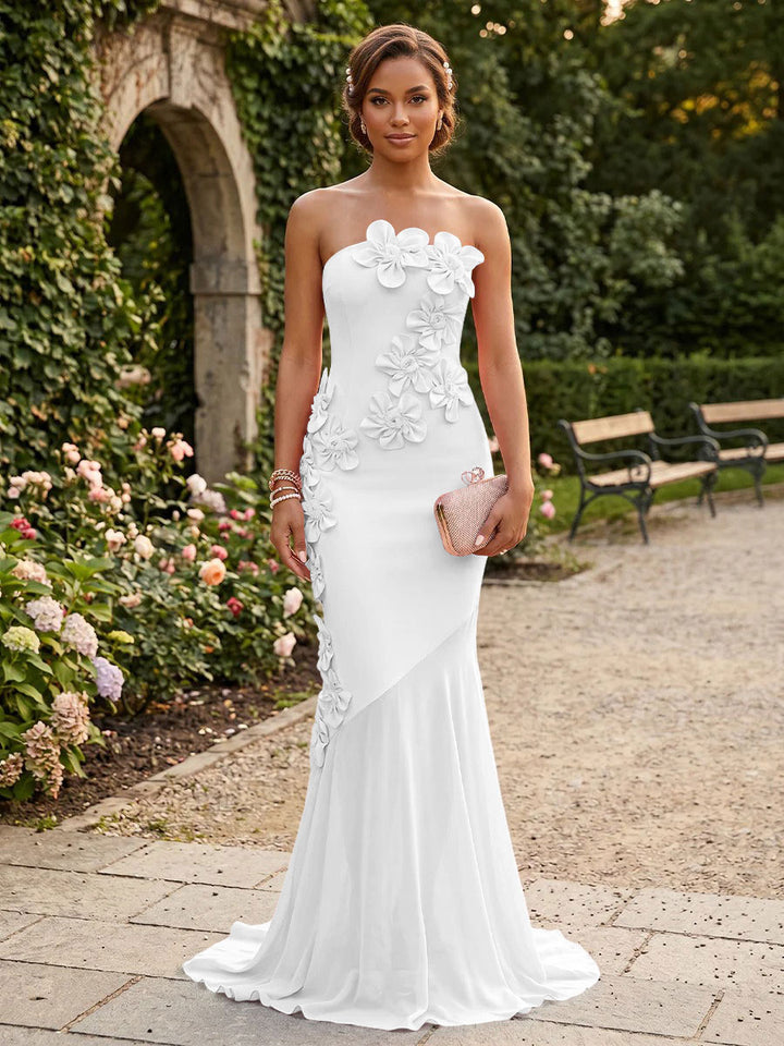 Satin Mermaid Strapless Corset Formal Dresses