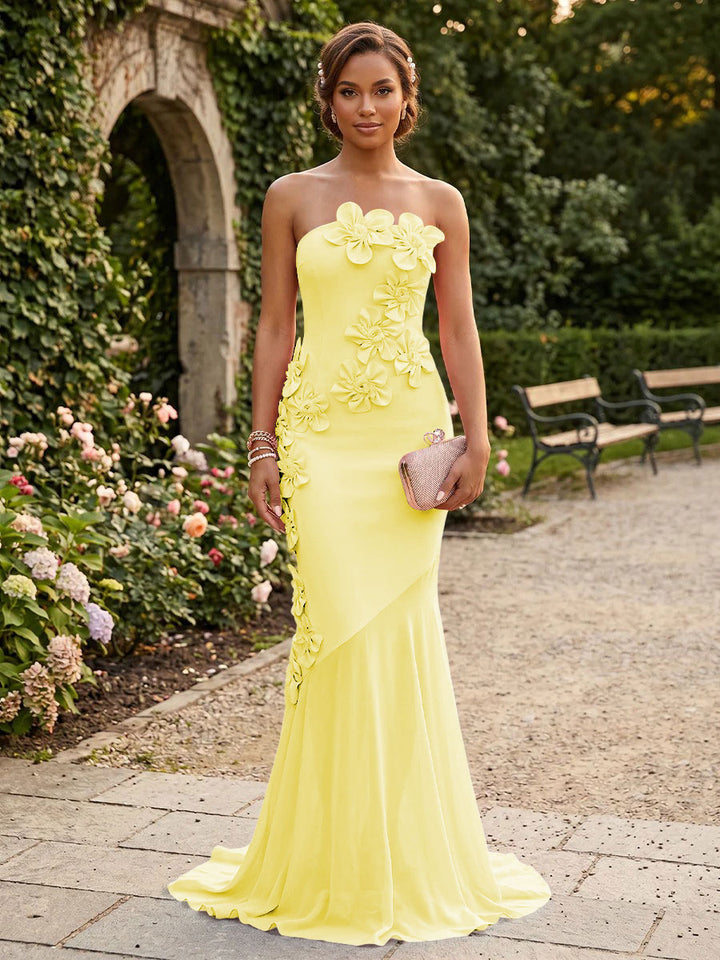 Satin Mermaid Strapless Corset Formal Dresses