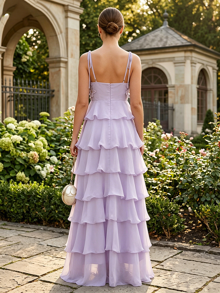 Chiffon A Line Square Neck Ruffles Formal Dresses