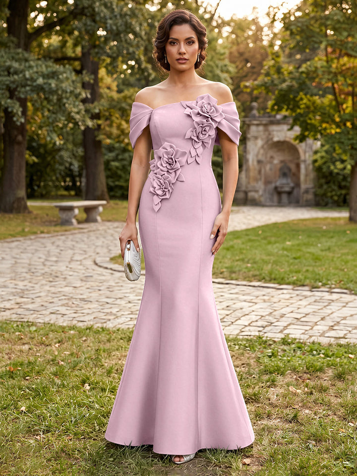 Satin Mermaid Off the Shoulder Corset Formal Dresses