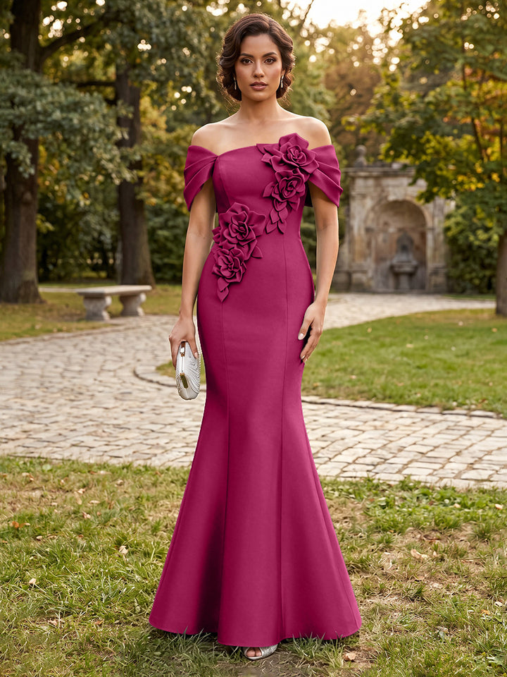 Satin Mermaid Off the Shoulder Corset Formal Dresses