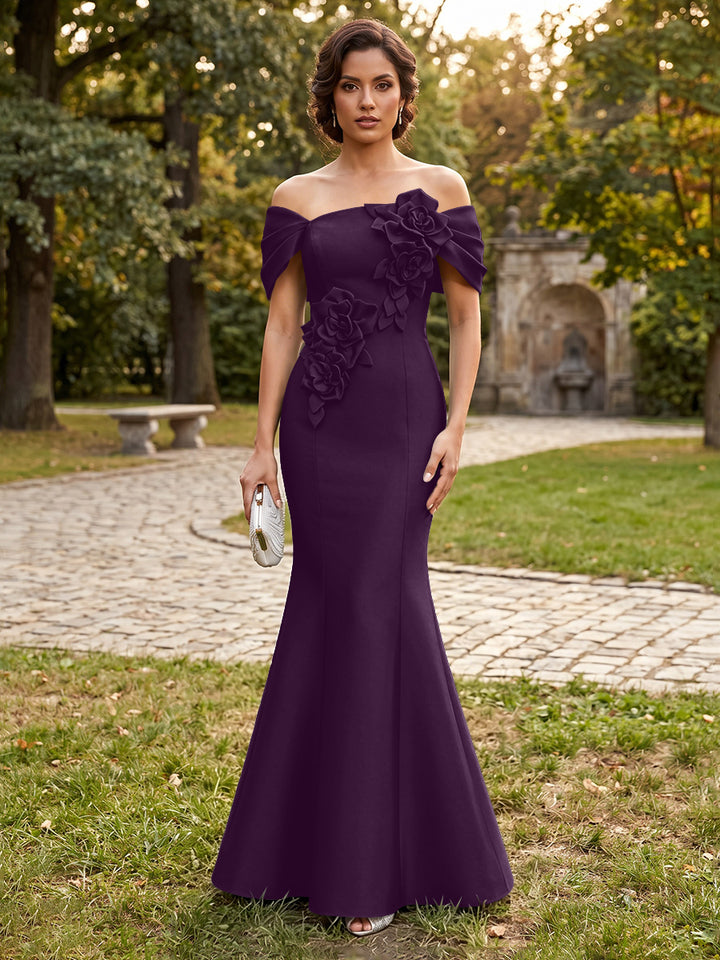 Satin Mermaid Off the Shoulder Corset Formal Dresses