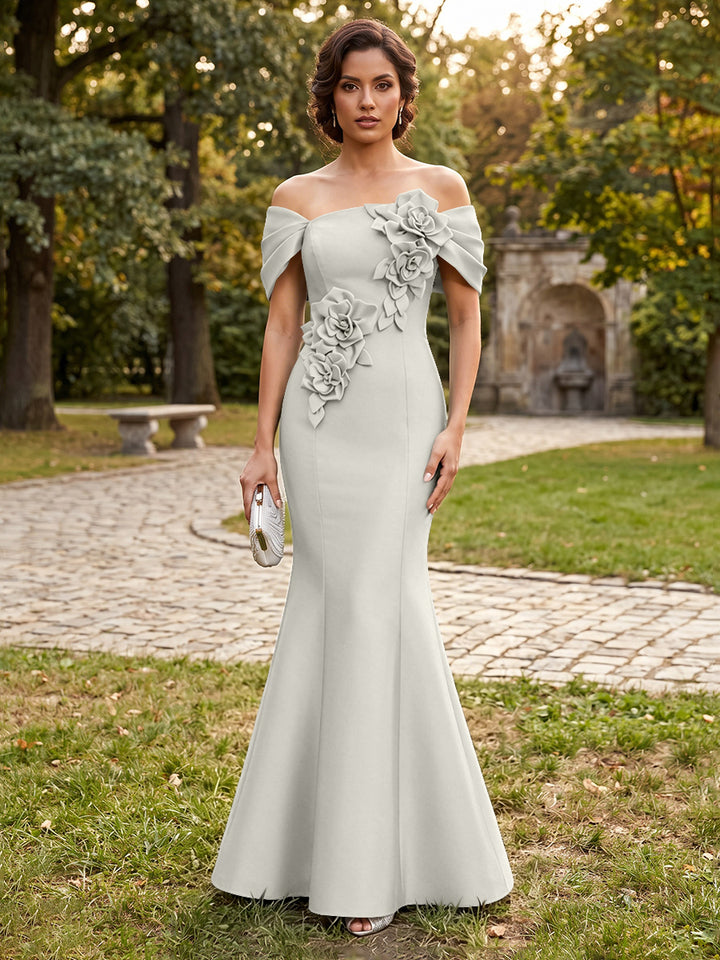 Satin Mermaid Off the Shoulder Corset Formal Dresses