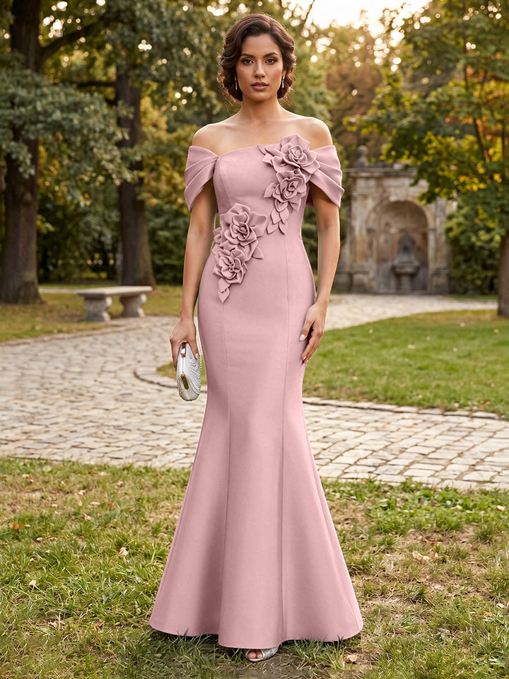 Satin Mermaid Off the Shoulder Corset Formal Dresses