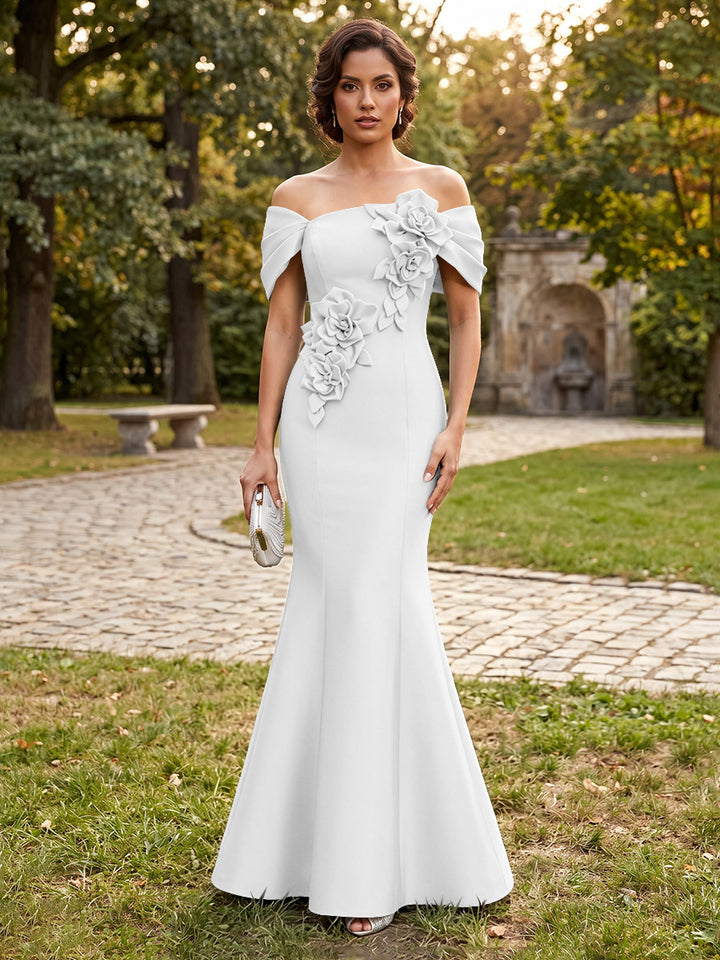 Satin Mermaid Off the Shoulder Corset Formal Dresses