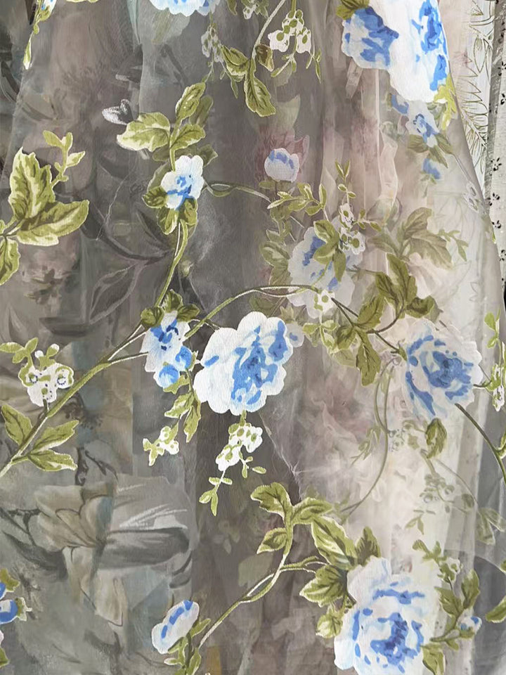 Tulle A Line Off the Shoulder Floral Formal Dresses