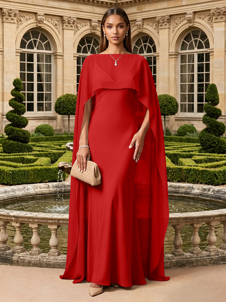 Chiffon Mermaid One Shoulder Formal Dresses with Scarf
