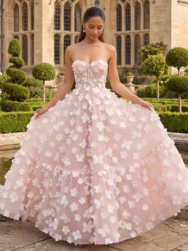 Tulle A Line Sweetheart Corset Formal Dresses