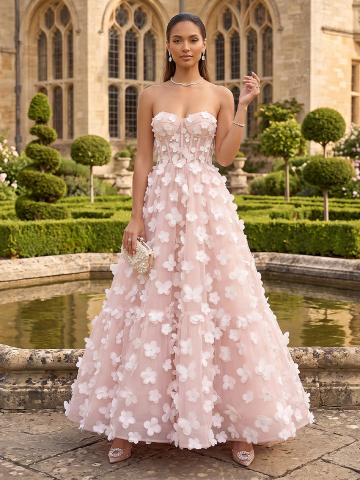 Tulle A Line Sweetheart Corset Formal Dresses