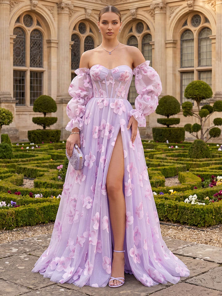 Tulle A Line Sweetheart Pleats Formal Dresses