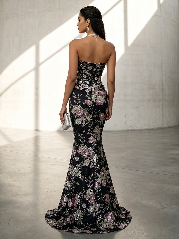 Jacquard Mermaid Sweetheart Evening Dresses with Sweep Train