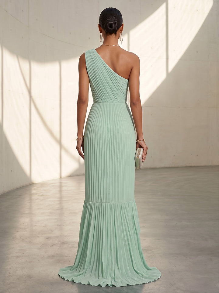 Chiffon Mermaid One Shoulder Ruffles Formal Dresses