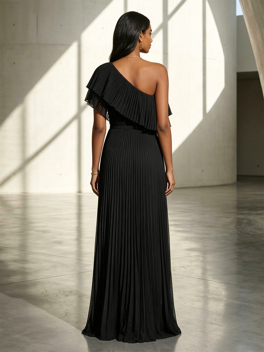 Chiffon Mermaid One Shoulder Ruffles Formal Dresses
