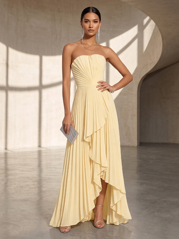 Chiffon A Line Off the Shoulder Ruffles Formal Dresses