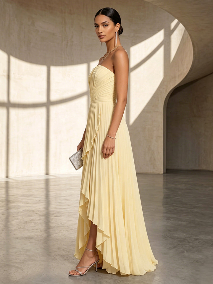 Chiffon A Line Off the Shoulder Ruffles Formal Dresses