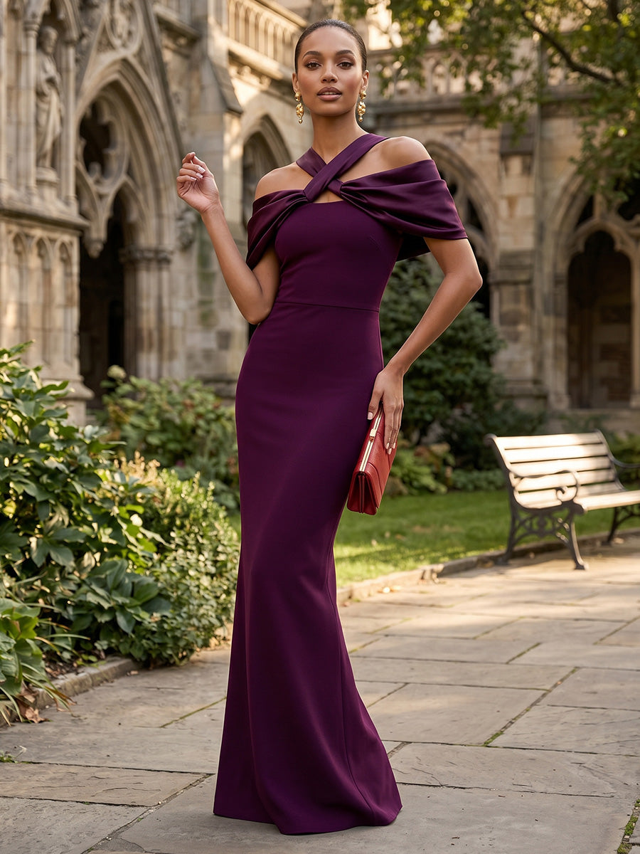 Satin Mermaid Criss Cross Corset Cut Out Formal Dresses