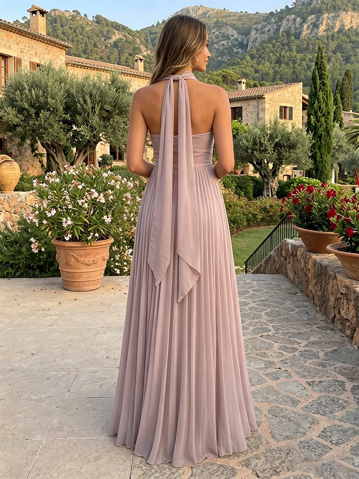 Chiffon A Line Strapless Pleats Corset Formal Dresses with Scarf