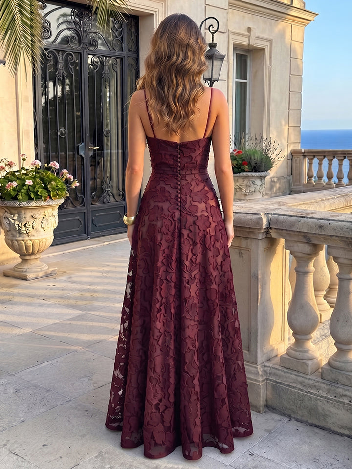 Laces A Line Spaghetti Straps cowl neck flowy full floor length Formal Dresses