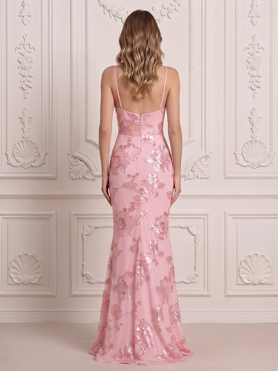 Sequin Mermaid Spaghetti Straps Sequin Embroidery Sweetheart Formal Dresses