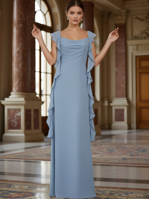 Ruffles Cowl Neck Mermaid Chiffon Bridesmaid Dresses