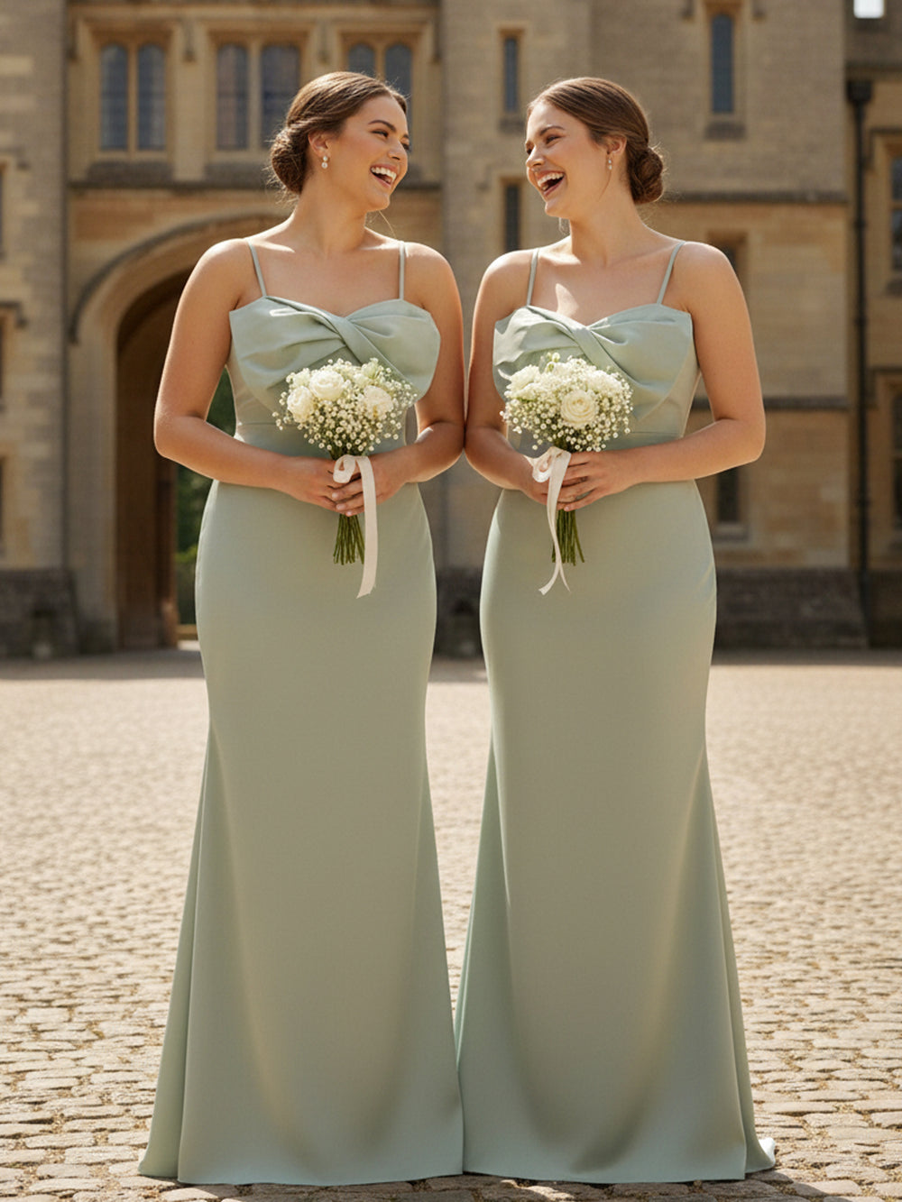 Mermaid Sleeveless Satin Spaghetti Straps Sweetheart Neck Bridesmaid Dresses