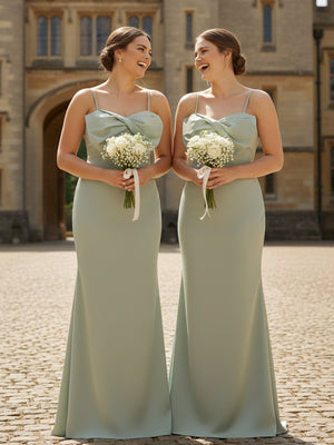 Mermaid Sleeveless Satin Spaghetti Straps Sweetheart Neck Bridesmaid Dresses
