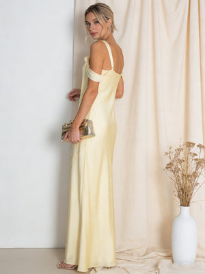 Satin Spaghetti Straps Bridesmaid Dresses with Bows