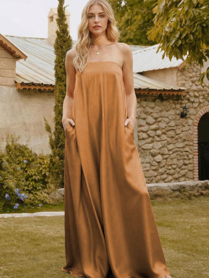Satin Simple Strapless Long Formal Dresses
