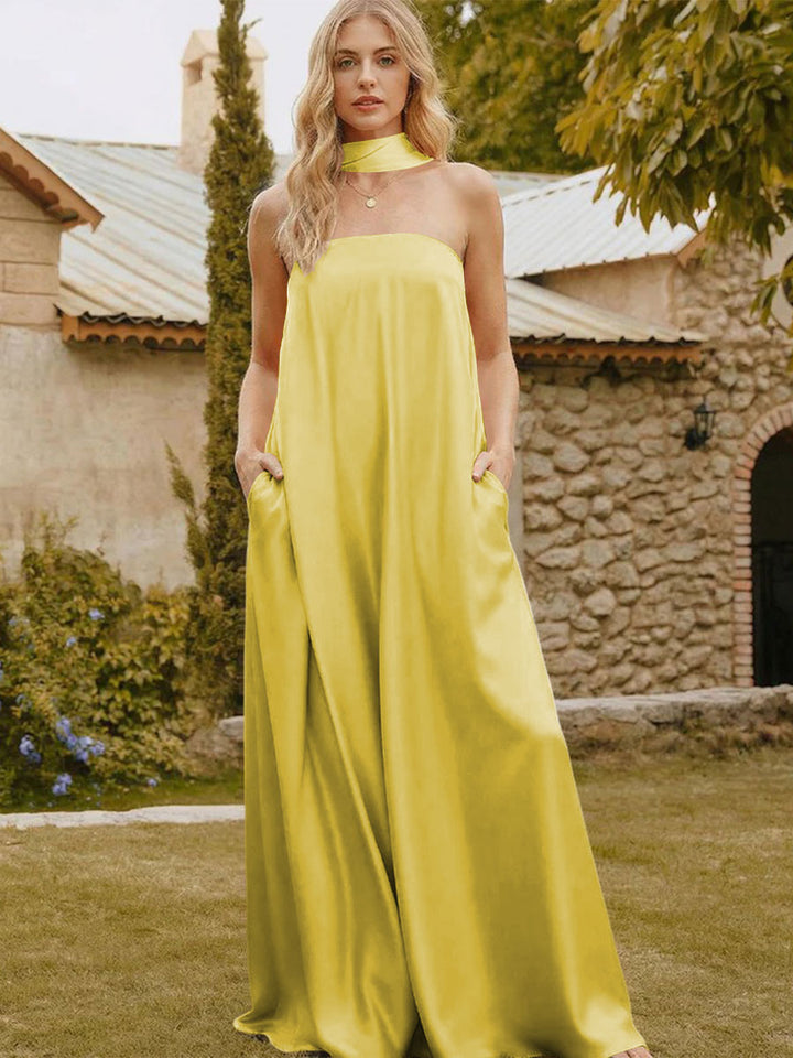 Satin Simple Strapless Long Formal Dresses