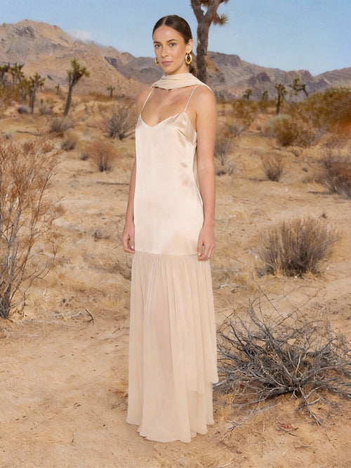 Satin Simple Spaghetti Straps Long Bridesmaid Dresses