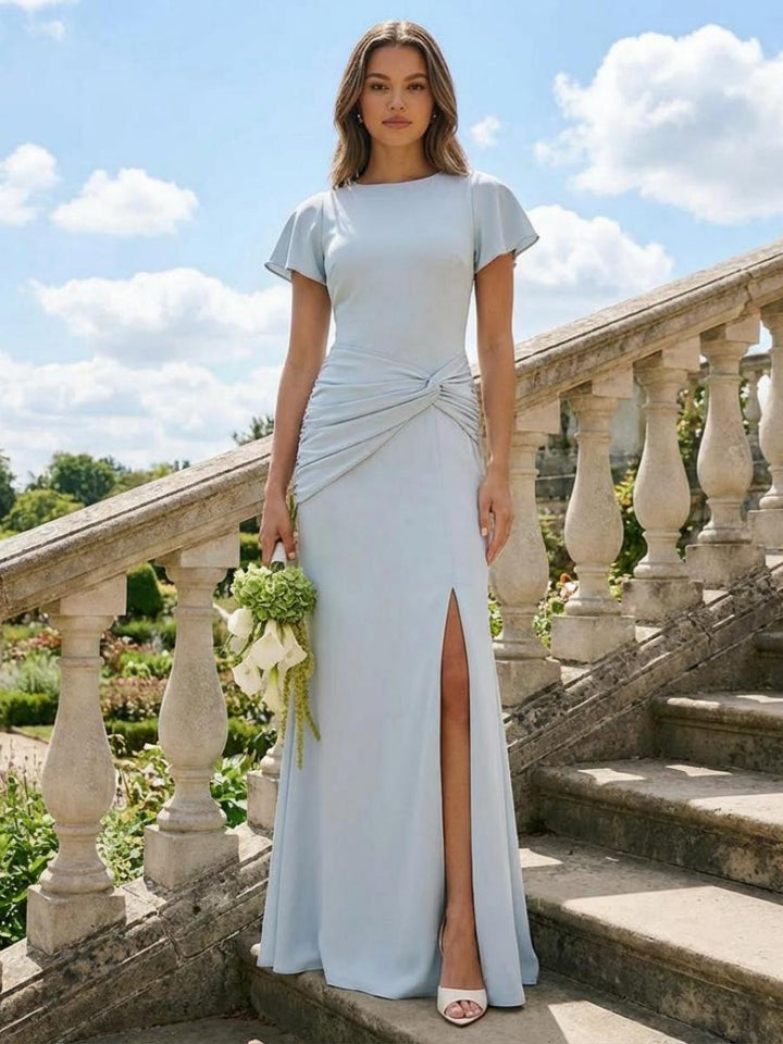 Jersey Simple Scoop Neck Long Formal Dresses