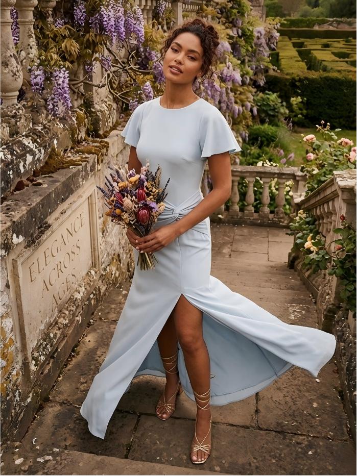 Jersey Simple Scoop Neck Long Formal Dresses