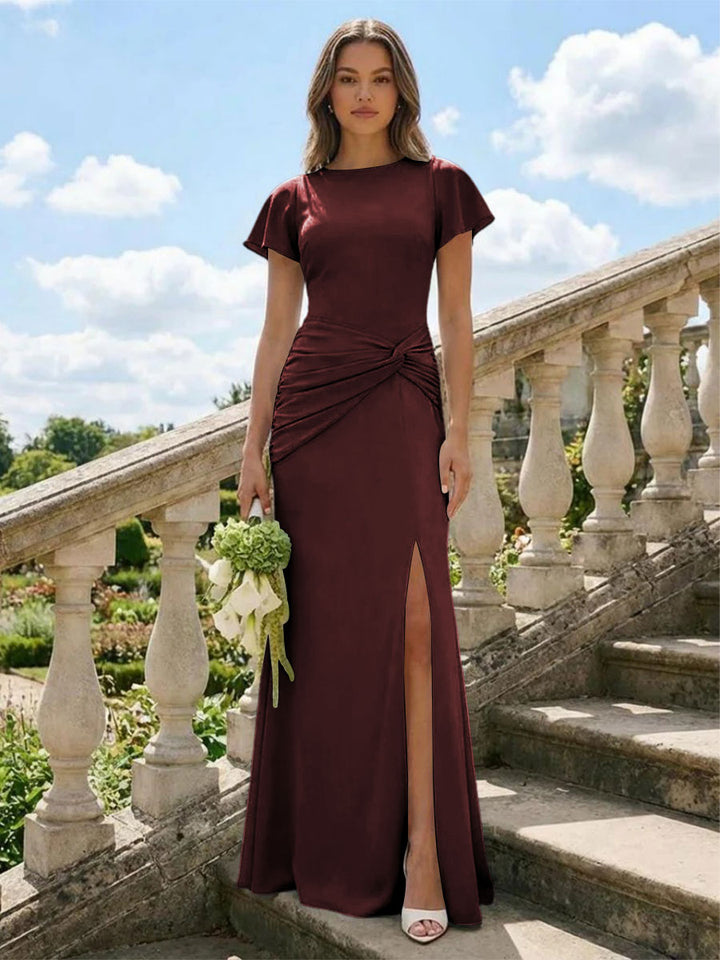 Jersey Simple Scoop Neck Long Formal Dresses