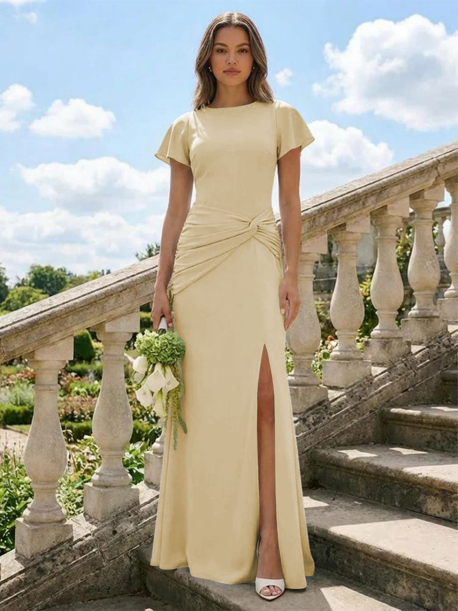 Jersey Simple Scoop Neck Long Formal Dresses