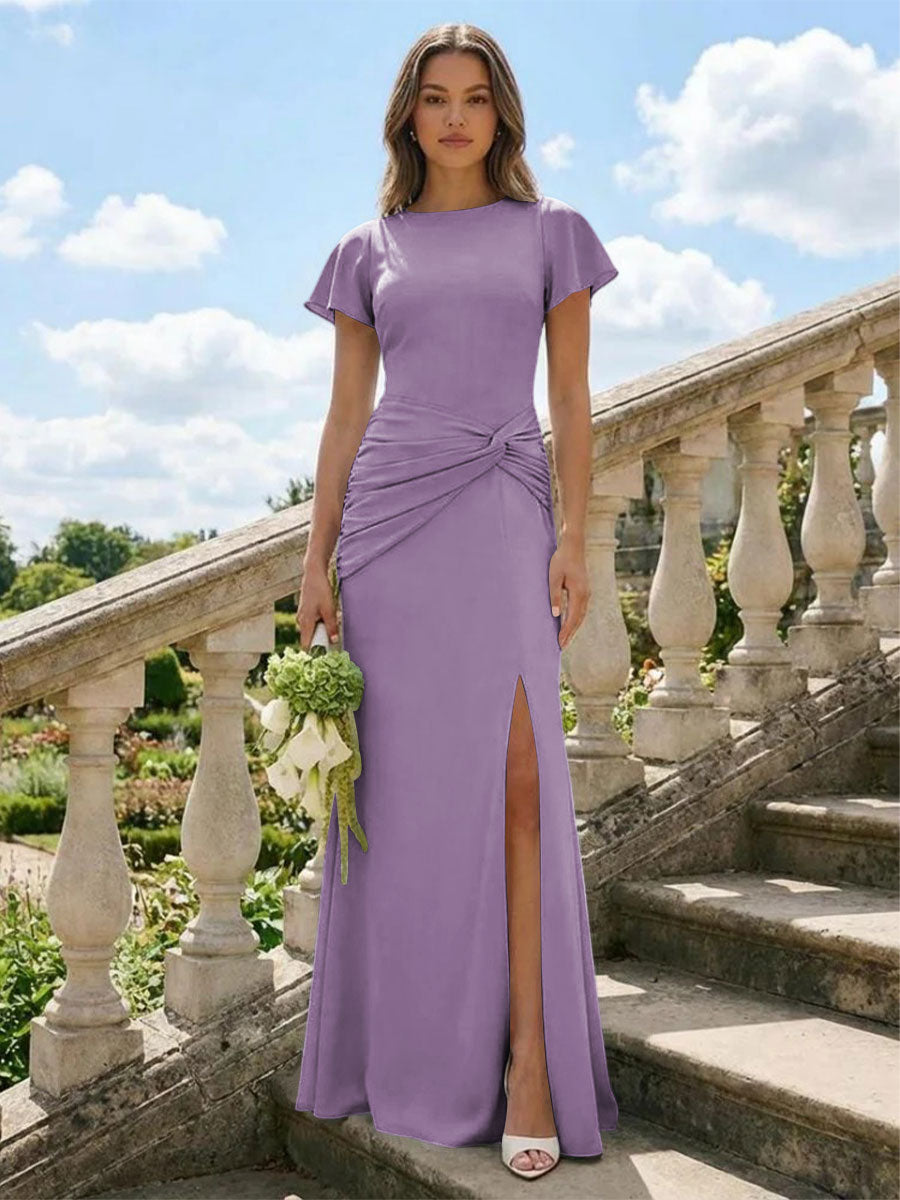Jersey Simple Scoop Neck Long Formal Dresses