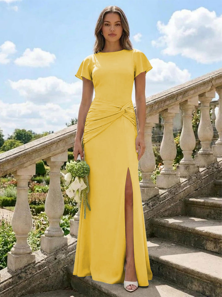Jersey Simple Scoop Neck Long Formal Dresses
