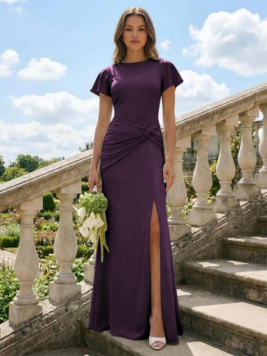 Jersey Simple Scoop Neck Long Formal Dresses