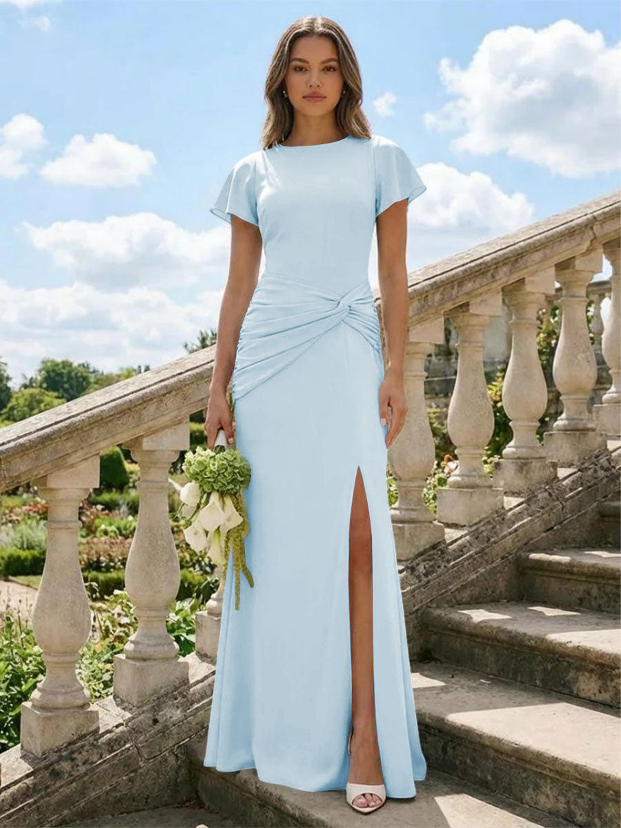 Jersey Simple Scoop Neck Long Formal Dresses