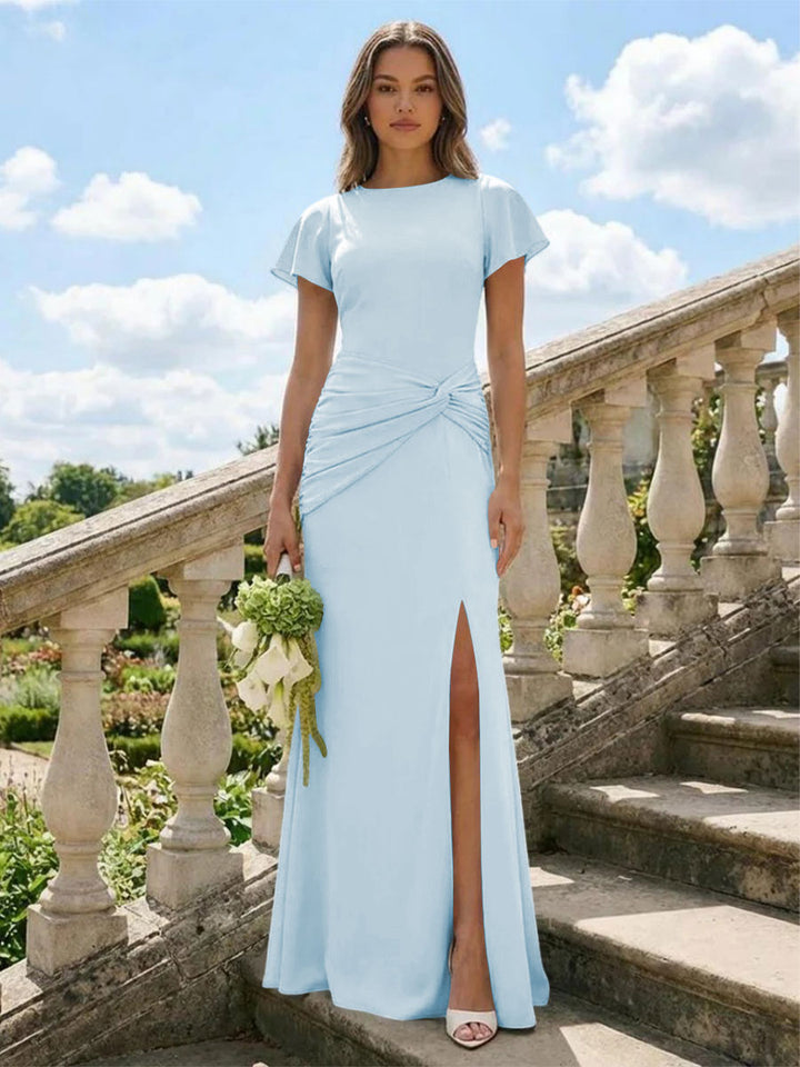 Jersey Simple Scoop Neck Long Formal Dresses