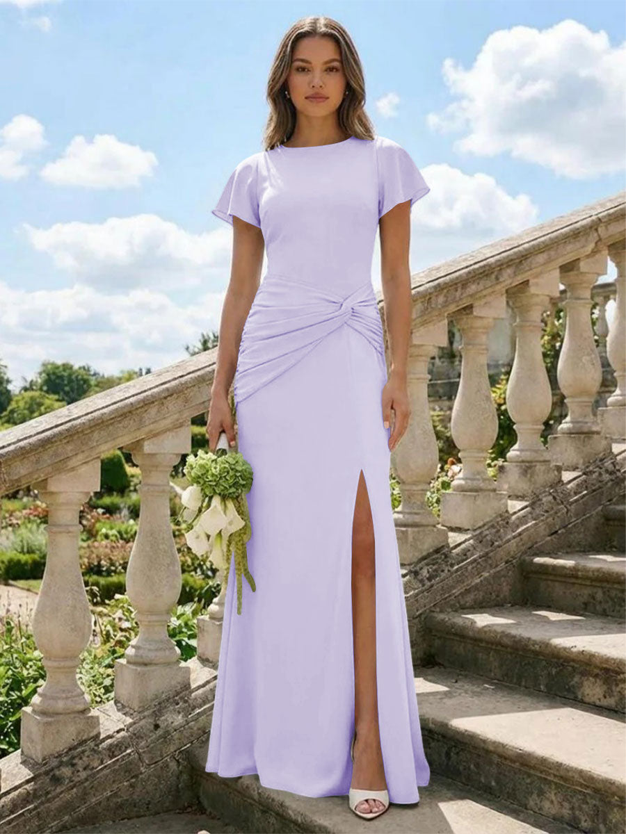 Jersey Simple Scoop Neck Long Formal Dresses